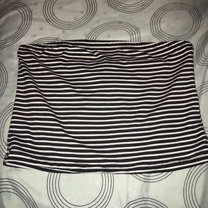 Black and white striped tube top